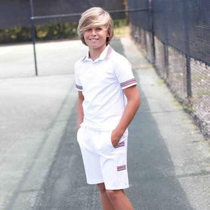 More Image, Classic and Preppy Terence Tennis Performance Americana Polo, Bright White-Shirts and Tops-CPC - Classic Prep Childrenswear
