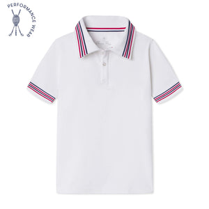 More Image, Classic and Preppy Terence Tennis Performance Americana Polo, Bright White-Shirts and Tops-Bright White-2T-CPC - Classic Prep Childrenswear