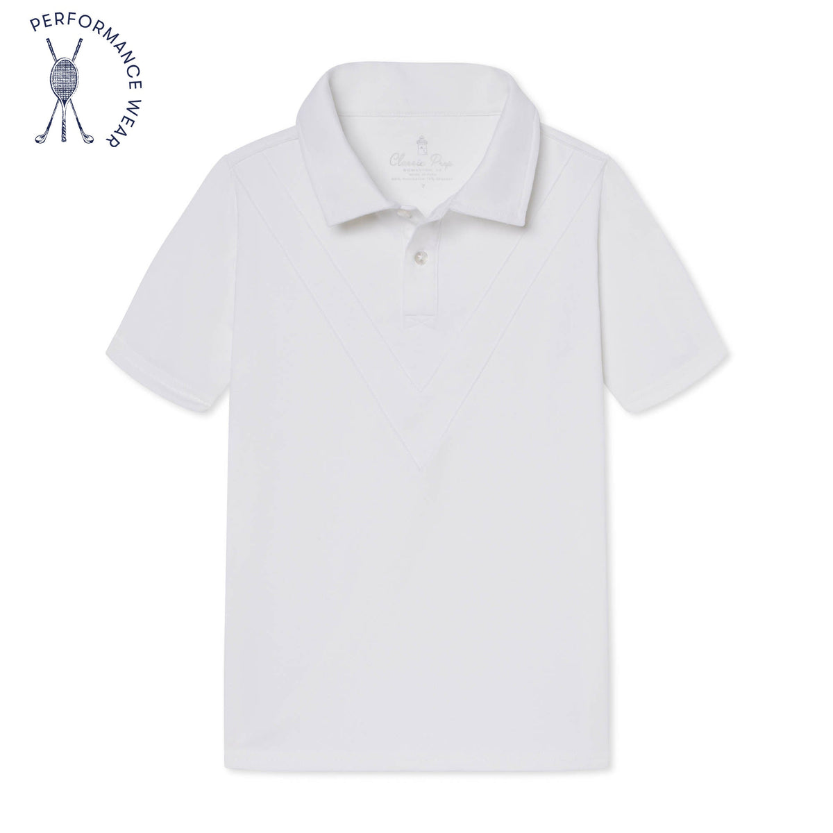 Classic and Preppy Terence Tennis Performance Chevron Polo, Bright White-Shirts and Tops-Bright White-2T-CPC - Classic Prep Childrenswear