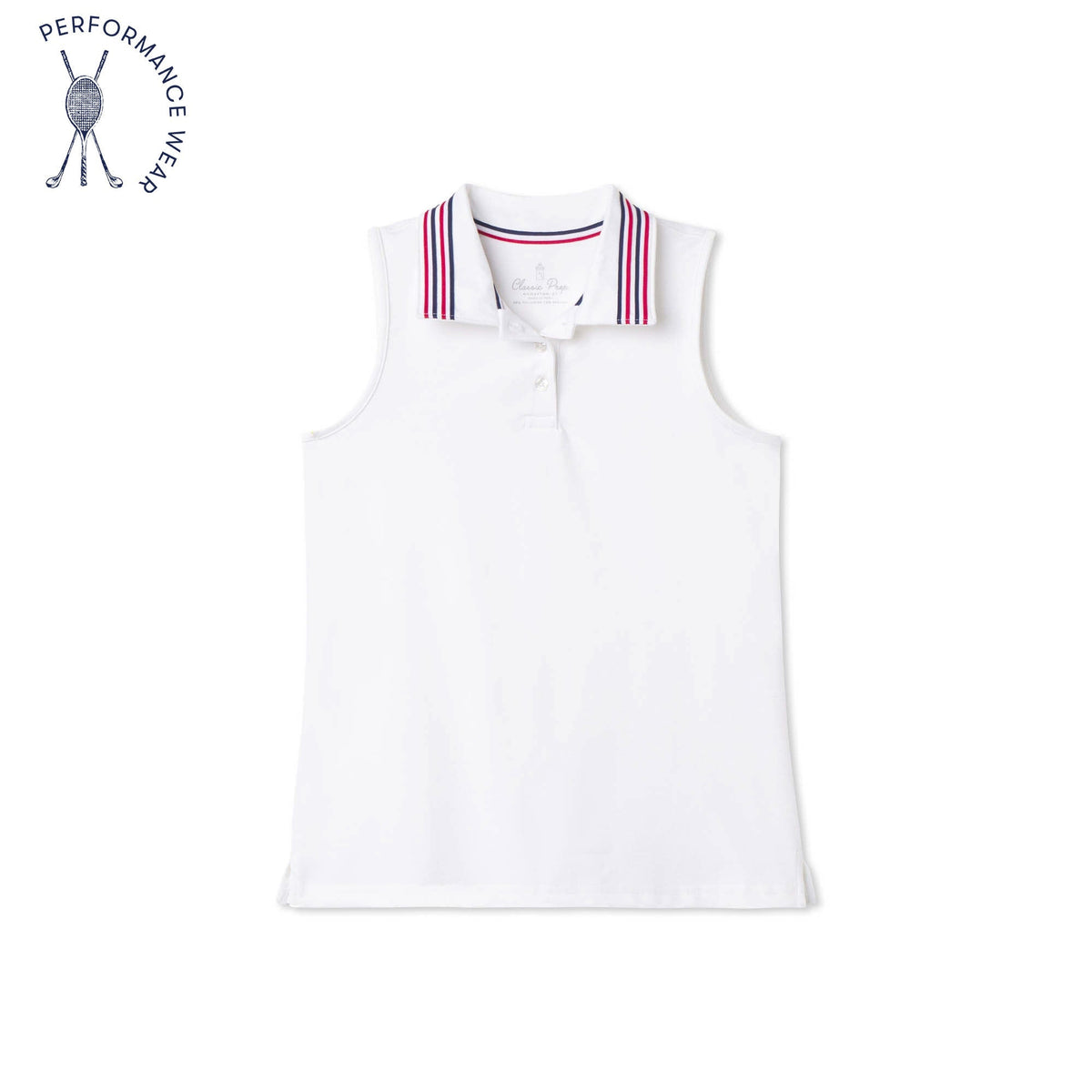 Classic and Preppy Terra Tennis Performance Americana Sleeveless Polo, Bright White-Shirts and Tops-Bright White-2T-CPC - Classic Prep Childrenswear
