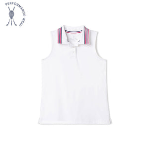 More Image, Classic and Preppy Terra Tennis Performance Americana Sleeveless Polo, Bright White-Shirts and Tops-Bright White-2T-CPC - Classic Prep Childrenswear