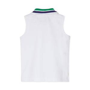 More Image, Classic and Preppy Terra Tennis Performance Sleeveless Polo, Bright White-Shirts and Tops-CPC - Classic Prep Childrenswear