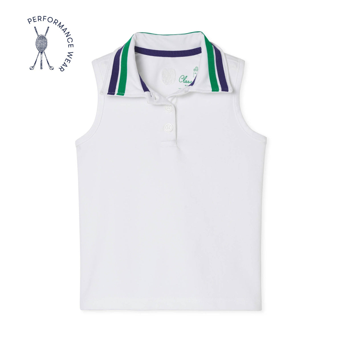 Classic and Preppy Terra Tennis Performance Sleeveless Polo, Bright White-Shirts and Tops-Bright White-2T-CPC - Classic Prep Childrenswear