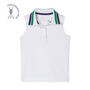 More Image, Classic and Preppy Terra Tennis Performance Sleeveless Polo, Bright White-Shirts and Tops-Bright White-2T-CPC - Classic Prep Childrenswear
