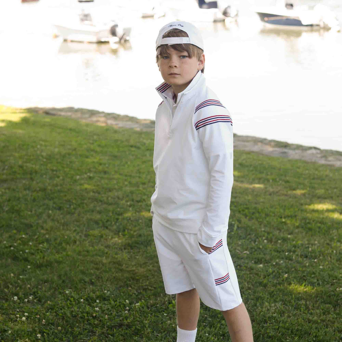 Classic and Preppy Tex Tennis Performance Americana Short, Bright White-Bottoms-CPC - Classic Prep Childrenswear