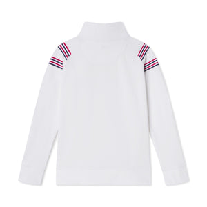 More Image, Classic and Preppy Theo Tennis Performance Americana 1/2 Zip, Bright White-Shirts and Tops-CPC - Classic Prep Childrenswear