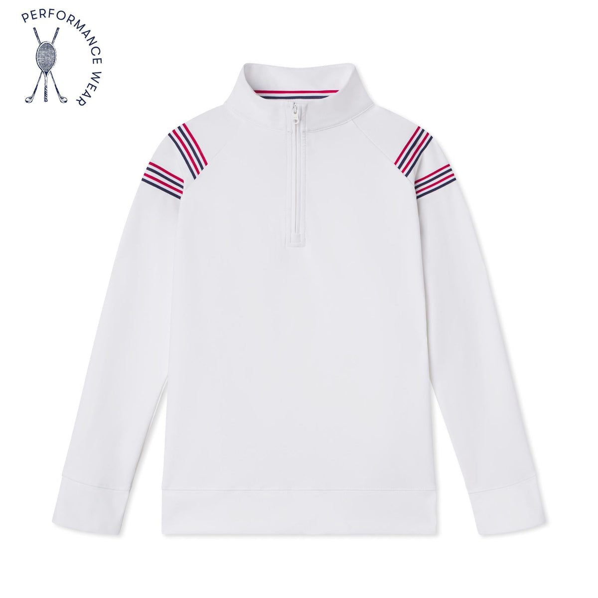 Classic and Preppy Theo Tennis Performance Americana 1/2 Zip, Bright White-Shirts and Tops-Bright White-2T-CPC - Classic Prep Childrenswear