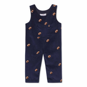 More Image, Classic and Preppy Tucker Longall, Medieval Blue Cord with Footballs-Baby Rompers-Medieval Blue W/ Footballs-3-6M-CPC - Classic Prep Childrenswear
