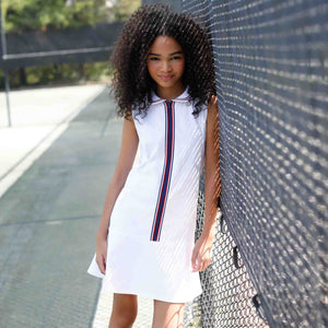 More Image, Classic and Preppy Vivian Tennis Performance Americana Dress, Bright White-Dresses, Jumpsuits and Rompers-CPC - Classic Prep Childrenswear