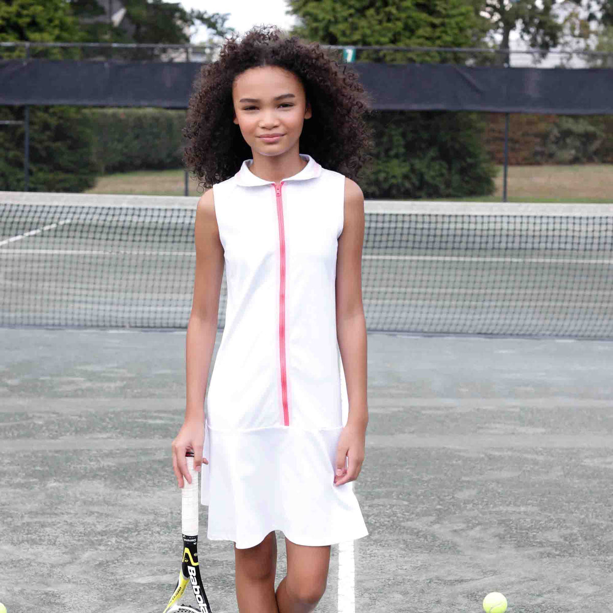 Classic and Preppy Vivian Tennis Performance Sherbet Dress, Bright White-Dresses, Jumpsuits and Rompers-CPC - Classic Prep Childrenswear