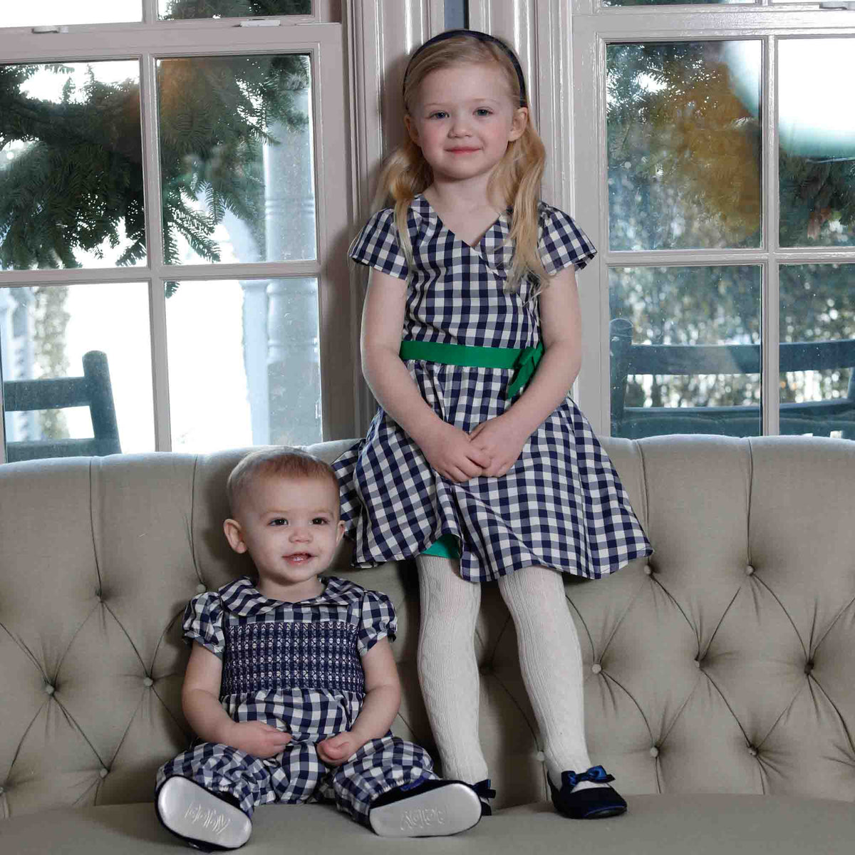 Classic and Preppy Wells Bubble, Midnight Gingham Taffeta-Baby Rompers-CPC - Classic Prep Childrenswear