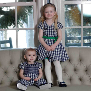 More Image, Classic and Preppy Wells Bubble, Midnight Gingham Taffeta-Baby Rompers-CPC - Classic Prep Childrenswear