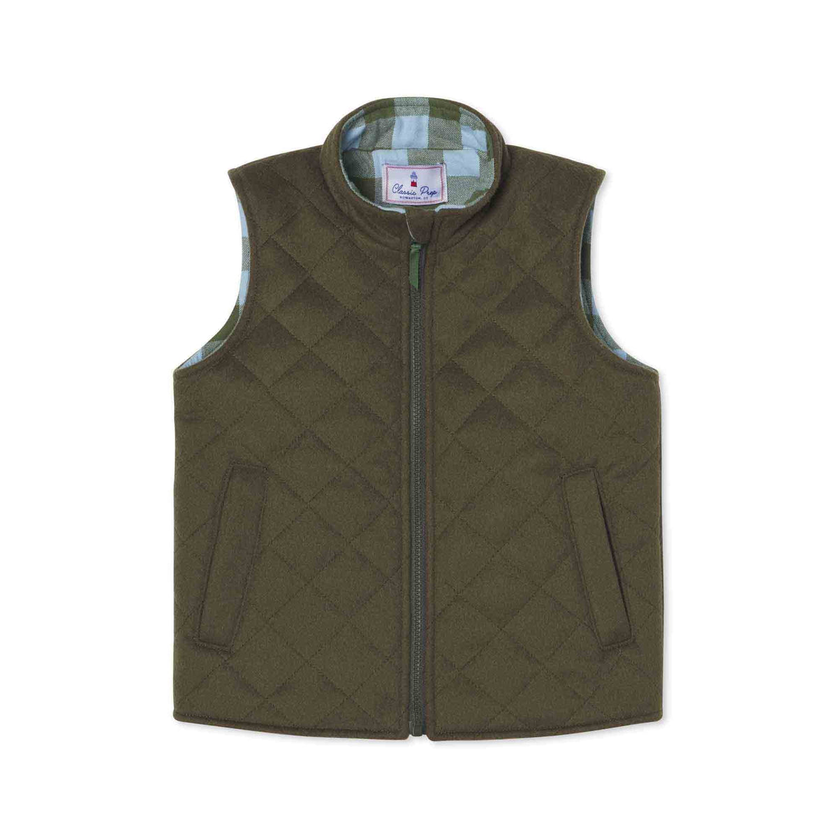 Classic and Preppy Wills Quilted Vest Wool, Rifle Green-Outerwear-Rifle Green-XS (2-3T)-CPC - Classic Prep Childrenswear