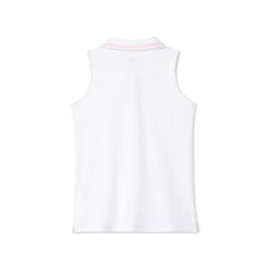 More Image, Classic and Preppy Women's Adair Tennis Performance Sherbet Sleeveless Polo, Bright White-Shirts and Tops-CPC - Classic Prep Childrenswear